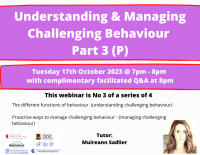 Understanding & Managing Challenging Behaviour (3 of 4)