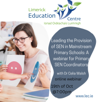 Leading the Provision of SEN in Mainstream Primary Schools: A webinar for Primary SEN Coordinators