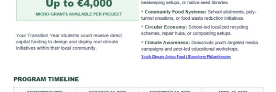 TY Coordinators - Grant funding for Climate Initiatives